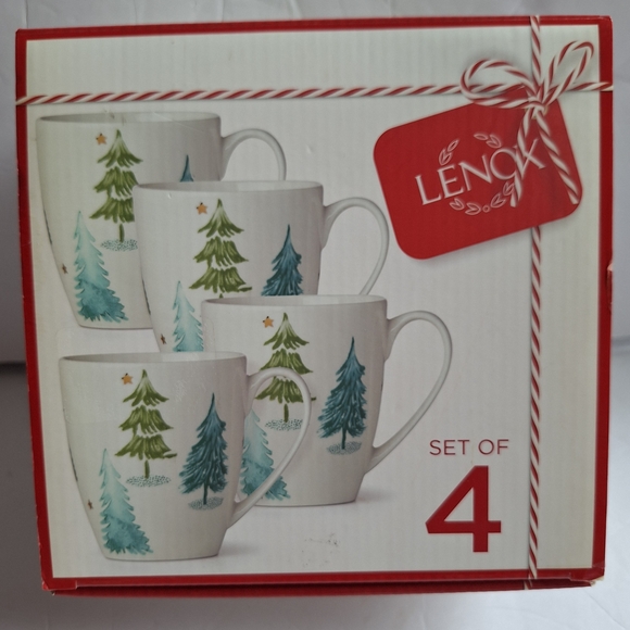Lenox Balsam Lane Christmas Tree Coffee Mug Set of 4 - Picture 1 of 7